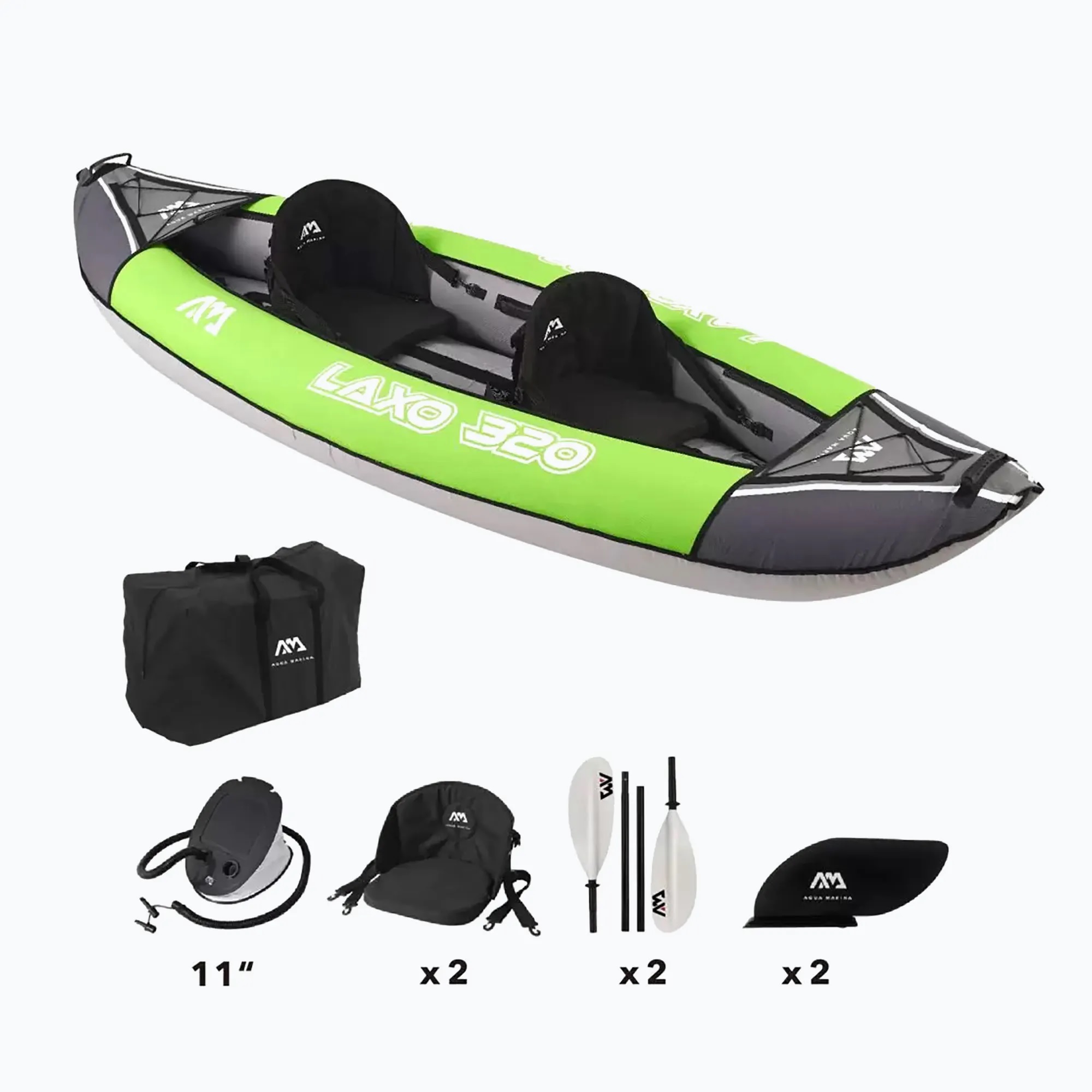 Надувний каяк Aqua Marina LAXO LA-320. Купити двомісний каяк для плавання Aqua Marina, довжина 3,2 метра.