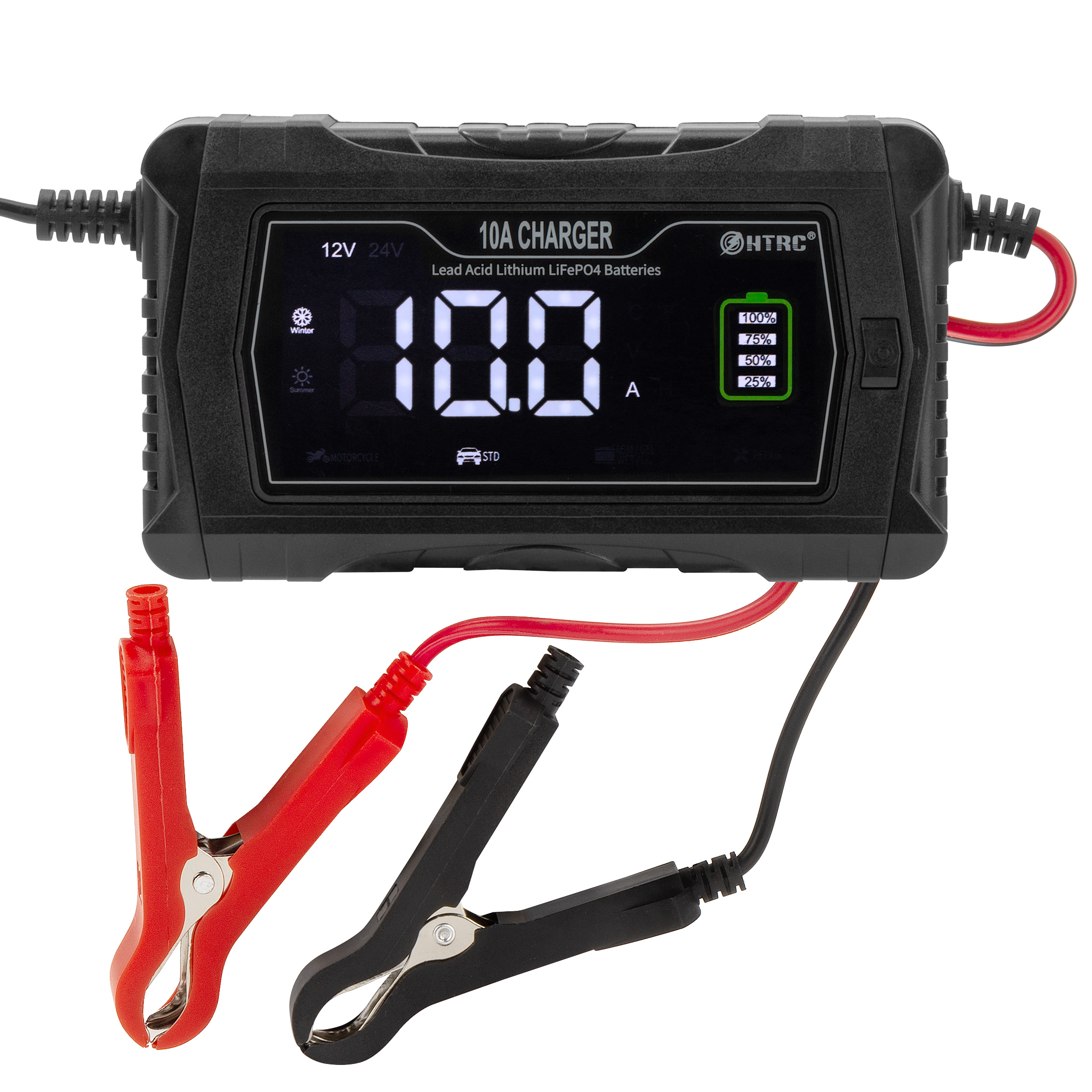 Зарядний пристрій HT-RC 10A 12V/24V для LiFePO4 та свинцево-кислотних акумуляторів - Зображення 2