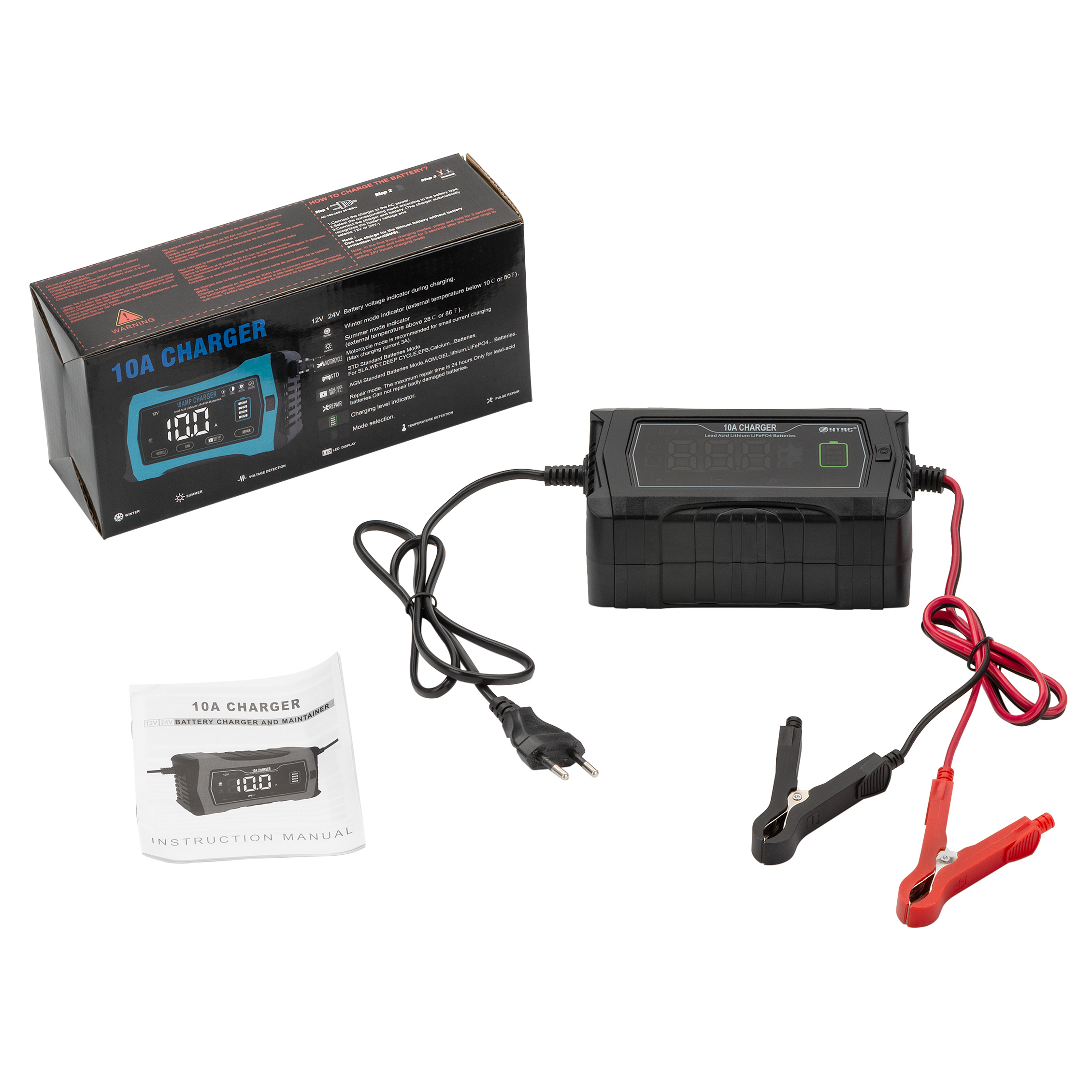Зарядний пристрій HT-RC 10A 12V/24V для LiFePO4 та свинцево-кислотних акумуляторів